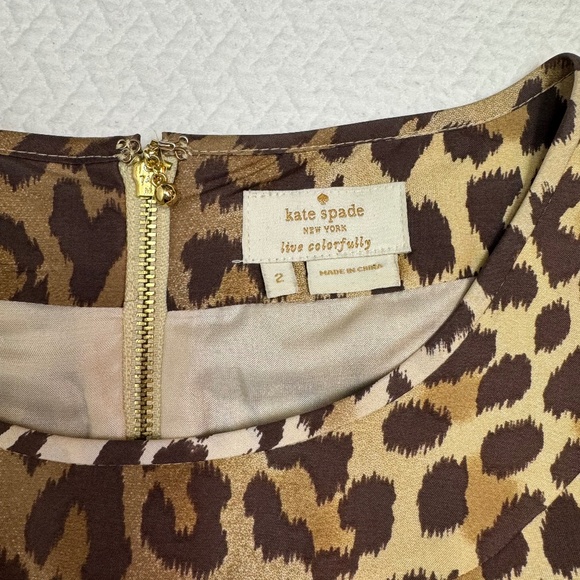 Kate Spade Randi Leopard Print Sleeveless Peplum Top Blouse Size 2 - Picture 7 of 10